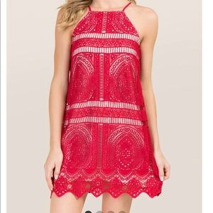 Red Halter Shift Dress